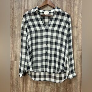 L’Agence Argo Black and White Buffalo Plaid Sheer Top